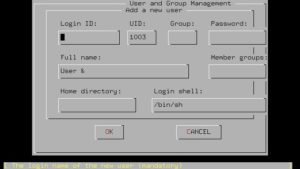 Abbildung 5: Anlegen neuer User mit sysinstall