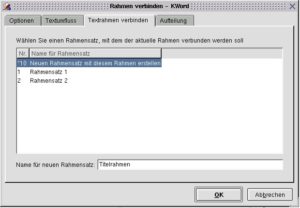 Abbildung 5: Jedem neu erstellen Rahmen muss eine Bezeichnung gegeben werden