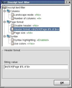Abbildung 5: Beeinflussung des Enscript-Filters