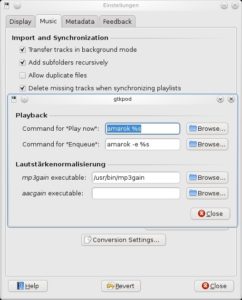 Abbildung 5: Um die auf dem iPod lagernde Musik beim Betanken des Geräts auf dem lokalen Rechner abzuspielen, müssen Sie die Einstellungen von Gtkpod ändern oder Xmms installieren.