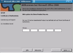 Abbildung 5: Installation von Microsoft Office 2000