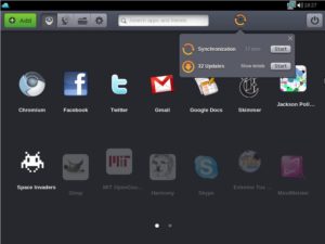 Abbildung 5: Software-Installation à la Cloud: Verbindet sich eine frisch installierte Jolicloud-Maschine mit einem bestehenden Server-Account, so installiert das System automatisch alle dort gewählten Anwendungen.