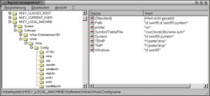 Abbildung 5: Mit Wine gibt es auch die Registry für Linux, die natürlich mit den Windows-Tools bearbeitet werden kann