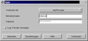 Abbildung 5: Dieses Fenster wird bei der Einwahl verwendet