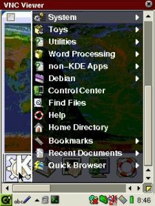 Abbildung 6: Der Zaurus steuert als VNC-Client einen entfernten KDE-Desktop fern