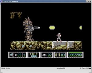 Abbildung 6: Turrican II, eines der berühmten C64-Spiele, das laut seinem Programmierer "eigentlich viel zu groß für den C64" sei