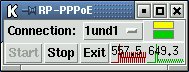 Abbildung 6: tkpppoe bietet auch Informationen über Up- und Download