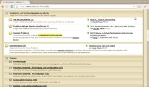 Abbildung 6: Die Seite Ubuntu-Forum.de setzt auf die Gliederung durch Unterforen.