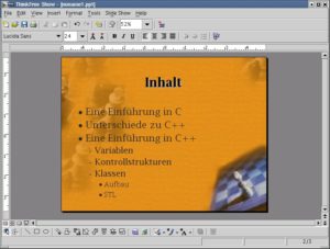 Abbildung 6: Der Hintergrund dieser ThinkFree-Show-Präsentation ist eines der mitgelieferten Design Templates