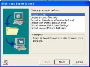 Abbildung 6: Import/Export-Wizard von Outlook