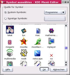 Abbildung 6: Das Auswahl-Fenster für Programm-Symbole bietet Icons für jeden Geschmack
