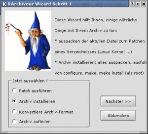 Abbildung 6: Welcher Wizard darf es sein?