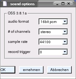 Abbildung 6: In den Sound Options variieren Sie verschiedene Parameter