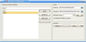 Abbildung 6: Über den Preferences-Dialog lassen sich auf kurzem Weg Backup-Profile erstellen