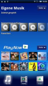 Abbildung 6: Musik zu kaufen ist mit dem Sony Ericsson Xperia X10 besonders einfach, die eigene Musik kommt dabei fast etwas zu kurz.