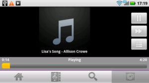 Abbildung 6: Der MP3-Player von Ubuntu One Mobile kommt ohne Extras daher.