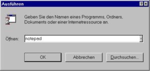 Abbildung 6: Start des Editors durch Eingabe des ProgrammnamensDie KDE-Variante: Alt-F2