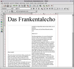 Abbildung 7: Ein Beispiel für die Verknüpfung zweier Rahmen: Der Text im Rahmen links unten wird automatisch im rechten Rahmen fortgeführt