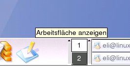 Abbildung 7: Der Spezialknopf "Zugriff auf Arbeitsfläche" räumt blitzschnell alle störenden Fenster vom Schreibtisch