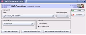 Abbildung 7: Wiederbeschreibbare DVD+RW- und DVD-RW-Medien formatieren Sie ebenfalls über das grafische Frontend