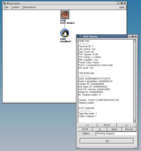 Abbildung 7: Eine Videokamera wurde an die FireWire-Karte angeschlossen. Ihre Daten werden im kleineren Fenster angezeigt