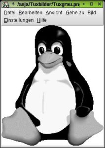 Abbildung 7: Tux mit 100 (a) und 10 Prozent Helligkeit (b), mit Gammawert 10 (c) und ganz grau (d)