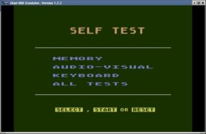 Abbildung 7: Der Einschaltbildschirm des Atari 800XL zeigt das Menü des eingebauten Selbsttestprogramms