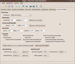 Abbildung 7: Der letzte Schritt fügt die Einzelbilder zu einem Panorama zusammen. Optional speichert das Programm die angepassten und umgerechneten Einzelbilder zum manuellen Bearbeiten.