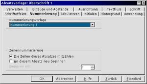 Abbildung 8: Dank dieser Einstellung wird der Überschrift 1 eine arabische Ziffer vorangestellt