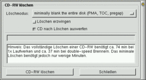 Abbildung 8: Löschen einer CDRW
