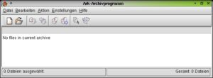 Abbildung 8: Beim Start des Packprogramms Ark ist das Hauptfenster noch leer