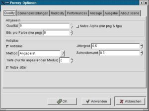 Abbildung 8: Povray-Einstellungen von Truevision