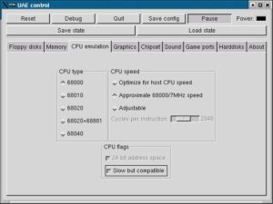 Abbildung 8: Diese Prozessoreinstellungen emulieren einen Amiga 500