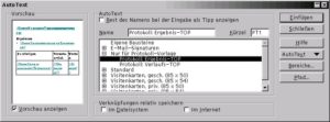 Abbildung 8: Hier können Sie einen Textbaustein auswählen. Auf der linken Seite blendet StarOffice eine kleine Vorschau ein