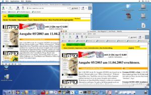 Abbildung 9: Zwei Mozillas auf dem MacOS-Desktop vereint – oben die native MacOS-Version, unten die Linux-Version