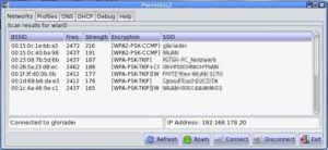 Abbildung 9: So leicht wie unter KDE oder Gnome: Puppy Linux bringt einen Browser für WLANs mit. Ein Klick und die Eingabe des Passworts genügen für den Aufbau der Internetverbindung.