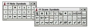 Abbildung 9: Mit NoteSymbols (links) und SystemSymbols (rechts) lässt sich das Notenbild verfeinern