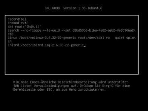 Abbildung 9: Hier wurde die (falsche) UUID der Festplatte gegen den Gerätenamen <code srcset=