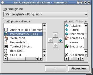 Abbildung 9: Auch die Werkzeugleiste ist bei jedem KDE-Programm frei konfigurierbar.