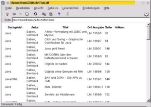 Abbildung 9: Beispiel für die HTML-Ausgabe von QuickList.