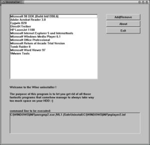 Abbildung 9: Der Wine-Uninstaller ist eines der Hilfprogramme, die sich im Unterverzeichnis <code srcset=