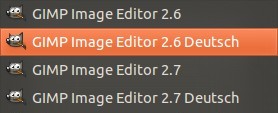 GNOME Menü mit mehreren GIMP-Einträgen