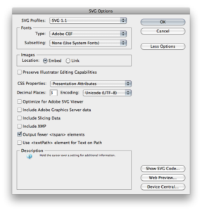 Illustrator CS5 SVG-Exporteinstellunge