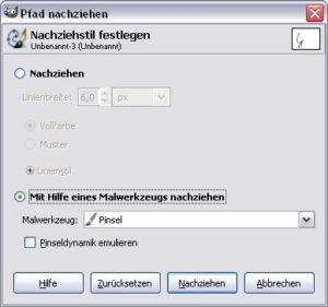 Nachziehen mit Pinsel