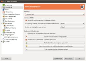 Sprache in den GIMP Einstellungen