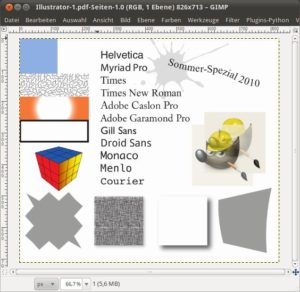 Dokument geöffnet in GIMP
