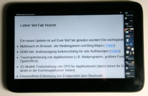Das Wetab meldet das erfolgreiche Update der Software.