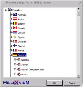 Hier lassen sich die Provider nach dem Land auswählen.
