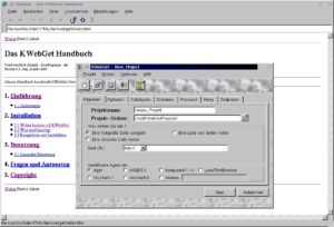 KWebGet – Mageres Online-Handbuch, aber übersichtliche und überwiegend selbsterklärende Programmfunktionen