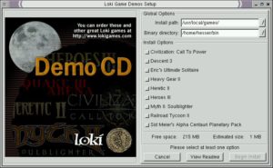 Installationsprogramm für die Spiele-Demos